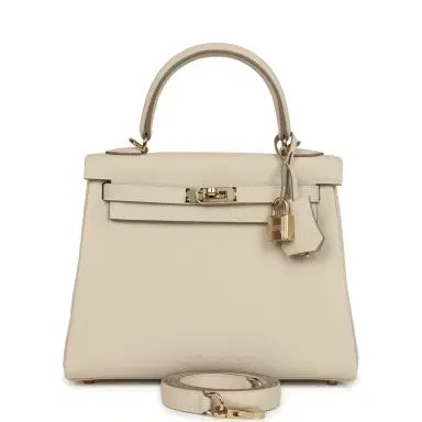 HERMÈS Hermes Kelly Retourne 25 Craie Togo Permabrass Hardware | Thumbnail 1 HERMÈS Hermes Kelly Retourne 25 Craie Togo Permabrass Hardware | Thumbnail 1