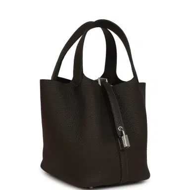 HERMÈS Hermes Picotin Lock 18 Bai Brun Clemence Palladium Hardware | Thumbnail 2 HERMÈS Hermes Picotin Lock 18 Bai Brun Clemence Palladium Hardware | Thumbnail 2