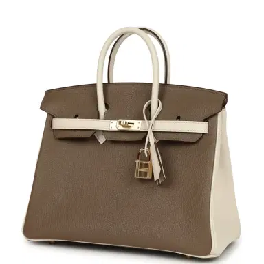HERMÈS Hermes Special Order (HSS) Birkin 25 Etoupe and Nata Chevre Mysore Permabrass Hardware | Thumbnail 5 HERMÈS Hermes Special Order (HSS) Birkin 25 Etoupe and Nata Chevre Mysore Permabrass Hardware | Thumbnail 5