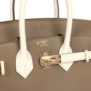 HERMÈS Hermes Special Order (HSS) Birkin 25 Etoupe and Nata Chevre Mysore Permabrass Hardware | Thumbnail 7 HERMÈS Hermes Special Order (HSS) Birkin 25 Etoupe and Nata Chevre Mysore Permabrass Hardware | Thumbnail 7