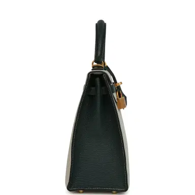 HERMÈS Pre-owned Hermes Special Order (HSS) Kelly Sellier 25 Gris Perle and Vert Titien Chevre Mysore Brushed Gold Hardware | Thumbnail 3 HERMÈS Pre-owned Hermes Special Order (HSS) Kelly Sellier 25 Gris Perle and Vert Titien Chevre Mysore Brushed Gold Hardware | Thumbnail 3