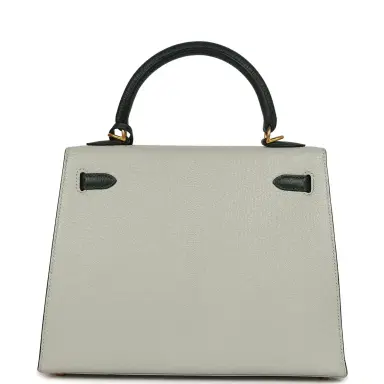 HERMÈS Pre-owned Hermes Special Order (HSS) Kelly Sellier 25 Gris Perle and Vert Titien Chevre Mysore Brushed Gold Hardware | Thumbnail 4 HERMÈS Pre-owned Hermes Special Order (HSS) Kelly Sellier 25 Gris Perle and Vert Titien Chevre Mysore Brushed Gold Hardware | Thumbnail 4
