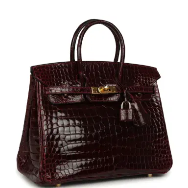HERMÈS Vintage Hermes Birkin 25 Bordeaux Shiny Porosus Crocodile Gold Hardware | Thumbnail 2 HERMÈS Vintage Hermes Birkin 25 Bordeaux Shiny Porosus Crocodile Gold Hardware | Thumbnail 2