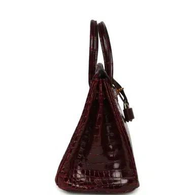HERMÈS Vintage Hermes Birkin 25 Bordeaux Shiny Porosus Crocodile Gold Hardware | Thumbnail 3 HERMÈS Vintage Hermes Birkin 25 Bordeaux Shiny Porosus Crocodile Gold Hardware | Thumbnail 3