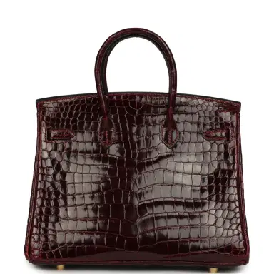 HERMÈS Vintage Hermes Birkin 25 Bordeaux Shiny Porosus Crocodile Gold Hardware | Thumbnail 4 HERMÈS Vintage Hermes Birkin 25 Bordeaux Shiny Porosus Crocodile Gold Hardware | Thumbnail 4