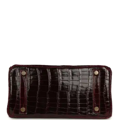 HERMÈS Vintage Hermes Birkin 25 Bordeaux Shiny Porosus Crocodile Gold Hardware | Thumbnail 6 HERMÈS Vintage Hermes Birkin 25 Bordeaux Shiny Porosus Crocodile Gold Hardware | Thumbnail 6