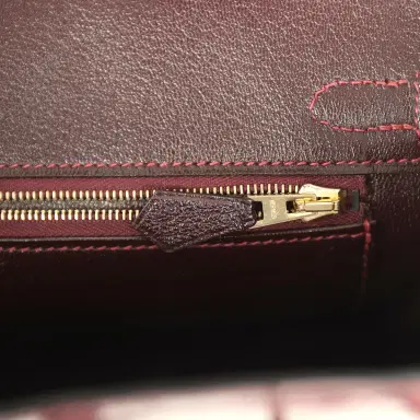 HERMÈS Vintage Hermes Birkin 25 Bordeaux Shiny Porosus Crocodile Gold Hardware | Thumbnail 9 HERMÈS Vintage Hermes Birkin 25 Bordeaux Shiny Porosus Crocodile Gold Hardware | Thumbnail 9