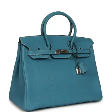 HERMÈS Vintage Hermes Birkin 35 Blue Jean Togo Palladium Hardware | Thumbnail 2 HERMÈS Vintage Hermes Birkin 35 Blue Jean Togo Palladium Hardware | Thumbnail 2