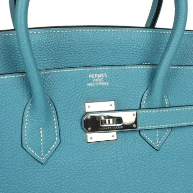 HERMÈS Vintage Hermes Birkin 35 Blue Jean Togo Palladium Hardware | Thumbnail 7 HERMÈS Vintage Hermes Birkin 35 Blue Jean Togo Palladium Hardware | Thumbnail 7