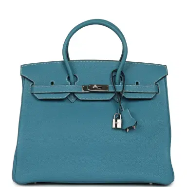 HERMÈS Vintage Hermes Birkin 35 Blue Jean Togo Palladium Hardware | Thumbnail 1 HERMÈS Vintage Hermes Birkin 35 Blue Jean Togo Palladium Hardware | Thumbnail 1