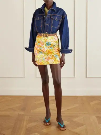 Versace Floral-print Crinkled Silk-duchesse Mini Skirt | Thumbnail 2 Versace Floral-print Crinkled Silk-duchesse Mini Skirt | Thumbnail 2