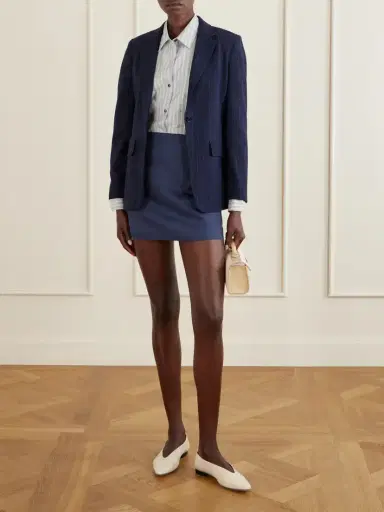 Max Mara Pinstriped Wool-blend Seersucker Blazer | Thumbnail 2 Max Mara Pinstriped Wool-blend Seersucker Blazer | Thumbnail 2