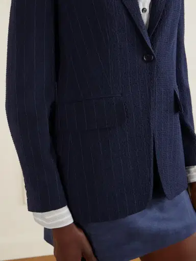 Max Mara Pinstriped Wool-blend Seersucker Blazer | Thumbnail 4 Max Mara Pinstriped Wool-blend Seersucker Blazer | Thumbnail 4