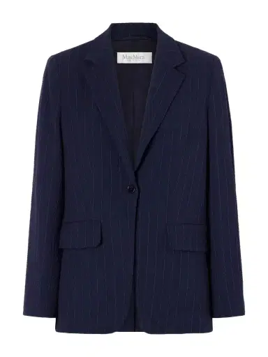 Max Mara Pinstriped Wool-blend Seersucker Blazer | Thumbnail 1 Max Mara Pinstriped Wool-blend Seersucker Blazer | Thumbnail 1