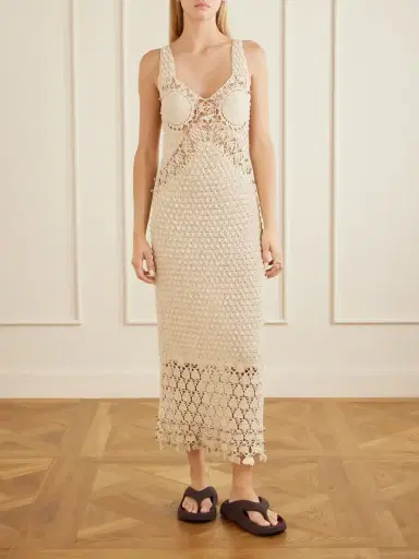 Rabanne Embellished Crocheted Cotton Midi Dress | Thumbnail 2 Rabanne Embellished Crocheted Cotton Midi Dress | Thumbnail 2