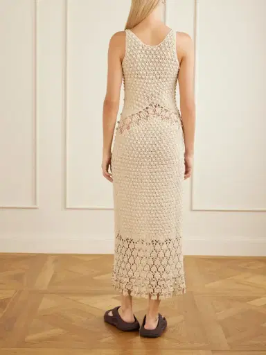 Rabanne Embellished Crocheted Cotton Midi Dress | Thumbnail 3 Rabanne Embellished Crocheted Cotton Midi Dress | Thumbnail 3