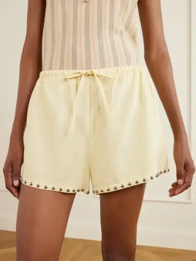 Staud Paddle Studded Linen Shorts | Thumbnail 5 Staud Paddle Studded Linen Shorts | Thumbnail 5