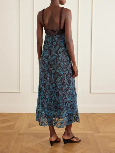 ALÉMAIS Francine Bead-embellished Satin-trimmed Guipure Lace Midi Dress | Thumbnail 3 ALÉMAIS Francine Bead-embellished Satin-trimmed Guipure Lace Midi Dress | Thumbnail 3