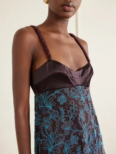 ALÉMAIS Francine Bead-embellished Satin-trimmed Guipure Lace Midi Dress | Thumbnail 4 ALÉMAIS Francine Bead-embellished Satin-trimmed Guipure Lace Midi Dress | Thumbnail 4