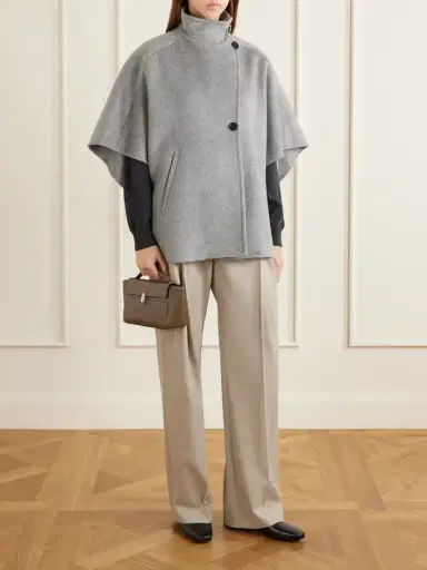 Max Mara Buckled Leather-trimmed Cashmere Cape | Thumbnail 2 Max Mara Buckled Leather-trimmed Cashmere Cape | Thumbnail 2