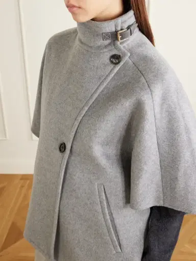 Max Mara Buckled Leather-trimmed Cashmere Cape | Thumbnail 4 Max Mara Buckled Leather-trimmed Cashmere Cape | Thumbnail 4