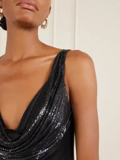 Rabanne Mesh-detailed Jersey-satin Maxi Dress | Thumbnail 5 Rabanne Mesh-detailed Jersey-satin Maxi Dress | Thumbnail 5