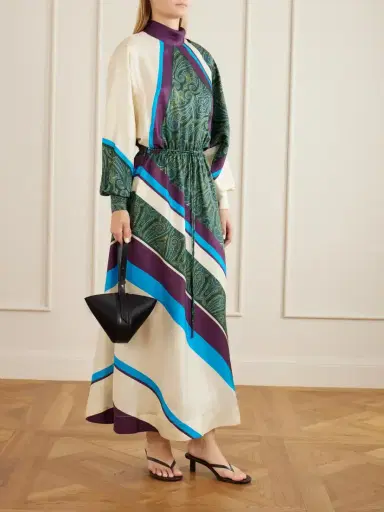 ALÉMAIS Joni Tie-detailed Printed Silk-twill Midi Dress | Thumbnail 2 ALÉMAIS Joni Tie-detailed Printed Silk-twill Midi Dress | Thumbnail 2