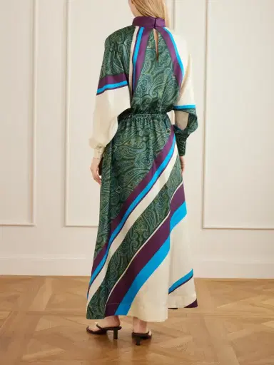 ALÉMAIS Joni Tie-detailed Printed Silk-twill Midi Dress | Thumbnail 3 ALÉMAIS Joni Tie-detailed Printed Silk-twill Midi Dress | Thumbnail 3