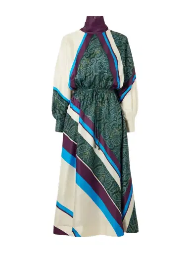 ALÉMAIS Joni Tie-detailed Printed Silk-twill Midi Dress | Thumbnail 1 ALÉMAIS Joni Tie-detailed Printed Silk-twill Midi Dress | Thumbnail 1