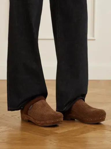 Brunello Cucinelli Bead-embellished Shearling-trimmed Suede Clogs | Thumbnail 2 Brunello Cucinelli Bead-embellished Shearling-trimmed Suede Clogs | Thumbnail 2