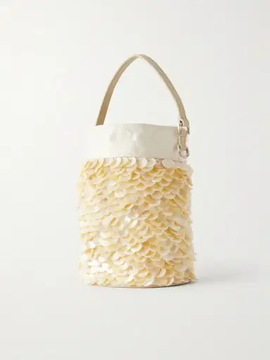 Staud Lila Mini Leather-trimmed Paillette-embellished Twill Bucket Bag | Thumbnail 4 Staud Lila Mini Leather-trimmed Paillette-embellished Twill Bucket Bag | Thumbnail 4