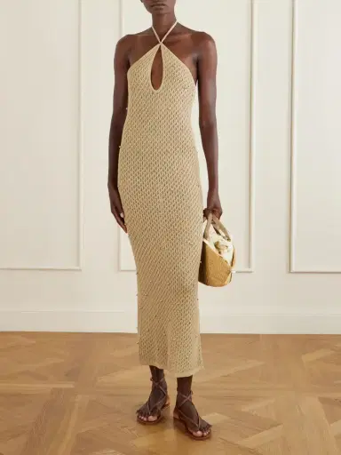Staud Isola Embellished Crocheted Cotton Halterneck Maxi Dress | Thumbnail 2 Staud Isola Embellished Crocheted Cotton Halterneck Maxi Dress | Thumbnail 2