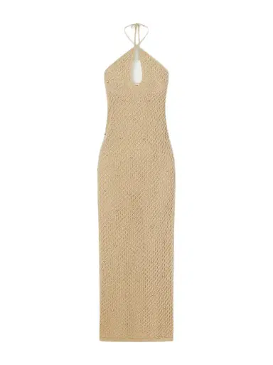 Staud Isola Embellished Crocheted Cotton Halterneck Maxi Dress | Thumbnail 1 Staud Isola Embellished Crocheted Cotton Halterneck Maxi Dress | Thumbnail 1