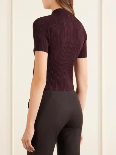 Victoria Beckham Ribbed Polo Top | Thumbnail 3 Victoria Beckham Ribbed Polo Top | Thumbnail 3