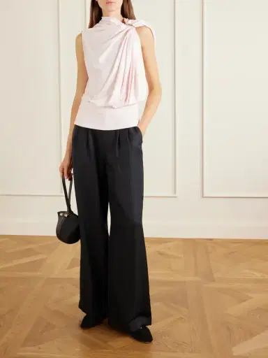 Sportmax Lacuna Embellished Draped Jersey Blouse | Thumbnail 2 Sportmax Lacuna Embellished Draped Jersey Blouse | Thumbnail 2