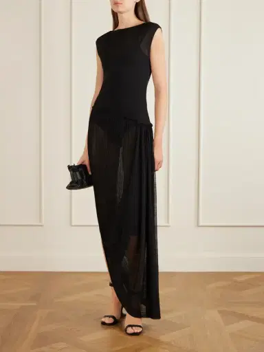 Balmain Draped Mesh-jersey Midi Dress | Thumbnail 2 Balmain Draped Mesh-jersey Midi Dress | Thumbnail 2