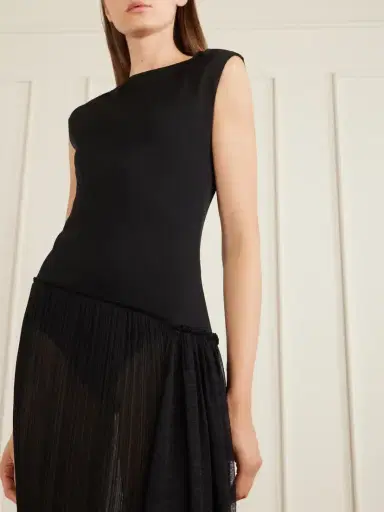 Balmain Draped Mesh-jersey Midi Dress | Thumbnail 4 Balmain Draped Mesh-jersey Midi Dress | Thumbnail 4