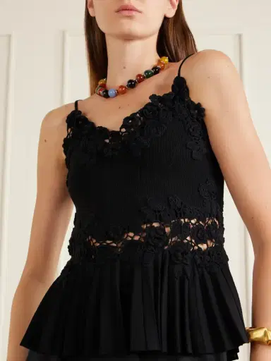 Ulla Johnson Estelle Pleated Crochet-trimmed Ribbed Jersey Tank | Thumbnail 4 Ulla Johnson Estelle Pleated Crochet-trimmed Ribbed Jersey Tank | Thumbnail 4