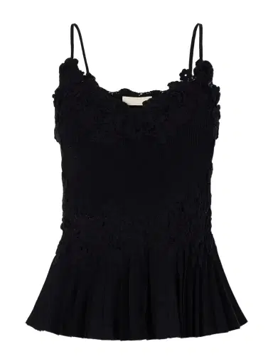 Ulla Johnson Estelle Pleated Crochet-trimmed Ribbed Jersey Tank | Thumbnail 1 Ulla Johnson Estelle Pleated Crochet-trimmed Ribbed Jersey Tank | Thumbnail 1