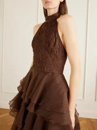Aje Fayette Tiered Ruffled Crepon Halterneck Gown | Thumbnail 4 Aje Fayette Tiered Ruffled Crepon Halterneck Gown | Thumbnail 4