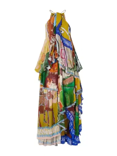 ALÉMAIS Mlak Draped Printed Organza Halterneck Midi Dress | Thumbnail 1 ALÉMAIS Mlak Draped Printed Organza Halterneck Midi Dress | Thumbnail 1