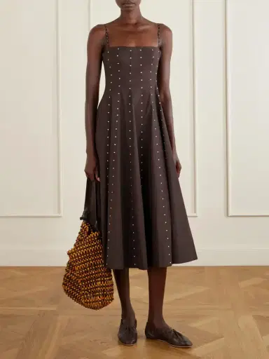 Staud Wylie Embellished Paneled Cotton-blend Poplin Midi Dress | Thumbnail 2 Staud Wylie Embellished Paneled Cotton-blend Poplin Midi Dress | Thumbnail 2