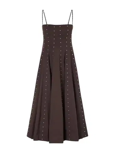 Staud Wylie Embellished Paneled Cotton-blend Poplin Midi Dress | Thumbnail 1 Staud Wylie Embellished Paneled Cotton-blend Poplin Midi Dress | Thumbnail 1