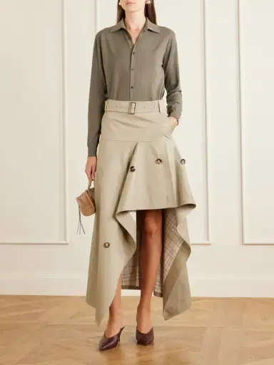 Burberry Heather Belted Asymmetric Cotton-gabardine Midi Skirt | Thumbnail 2 Burberry Heather Belted Asymmetric Cotton-gabardine Midi Skirt | Thumbnail 2
