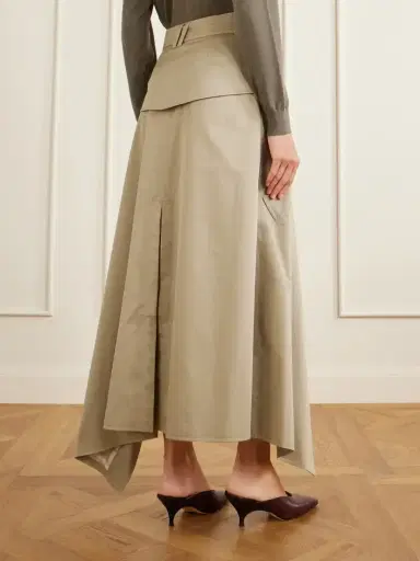 Burberry Heather Belted Asymmetric Cotton-gabardine Midi Skirt | Thumbnail 3 Burberry Heather Belted Asymmetric Cotton-gabardine Midi Skirt | Thumbnail 3