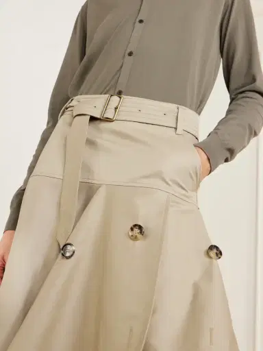 Burberry Heather Belted Asymmetric Cotton-gabardine Midi Skirt | Thumbnail 4 Burberry Heather Belted Asymmetric Cotton-gabardine Midi Skirt | Thumbnail 4