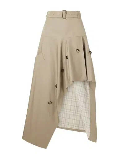 Burberry Heather Belted Asymmetric Cotton-gabardine Midi Skirt | Thumbnail 1 Burberry Heather Belted Asymmetric Cotton-gabardine Midi Skirt | Thumbnail 1