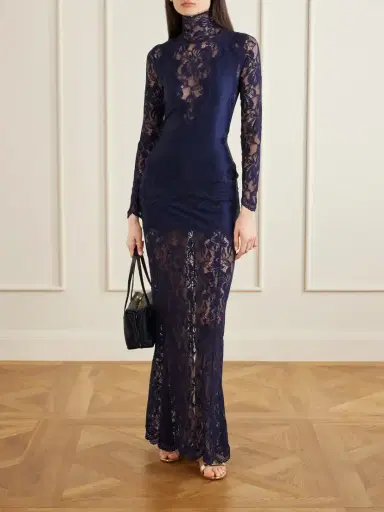 Rabanne Lace-trimmed Jersey Maxi Dress | Thumbnail 2 Rabanne Lace-trimmed Jersey Maxi Dress | Thumbnail 2