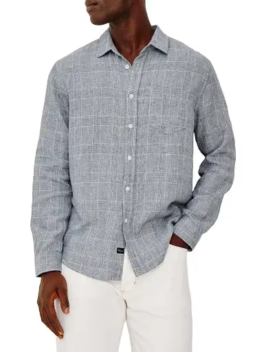 RAILS Men's Gracy Plaid Linen-Cotton Shirt - Navy White - Size XXL | Thumbnail 3 RAILS Men's Gracy Plaid Linen-Cotton Shirt - Navy White - Size XXL | Thumbnail 3