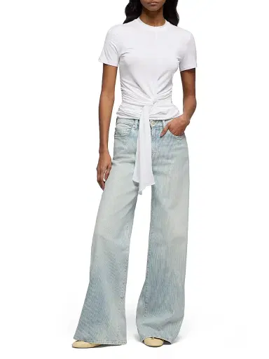 7 For All Mankind Women's Lotta Pinstripe Mid-Rise Wide-Leg Jeans | Thumbnail 2 7 For All Mankind Women's Lotta Pinstripe Mid-Rise Wide-Leg Jeans | Thumbnail 2